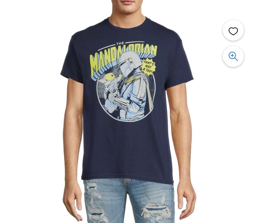 Star Wars Mandalorian Navy Blue T-Shirt Mens 2XL Short Sleeve Graphic Tee XXL